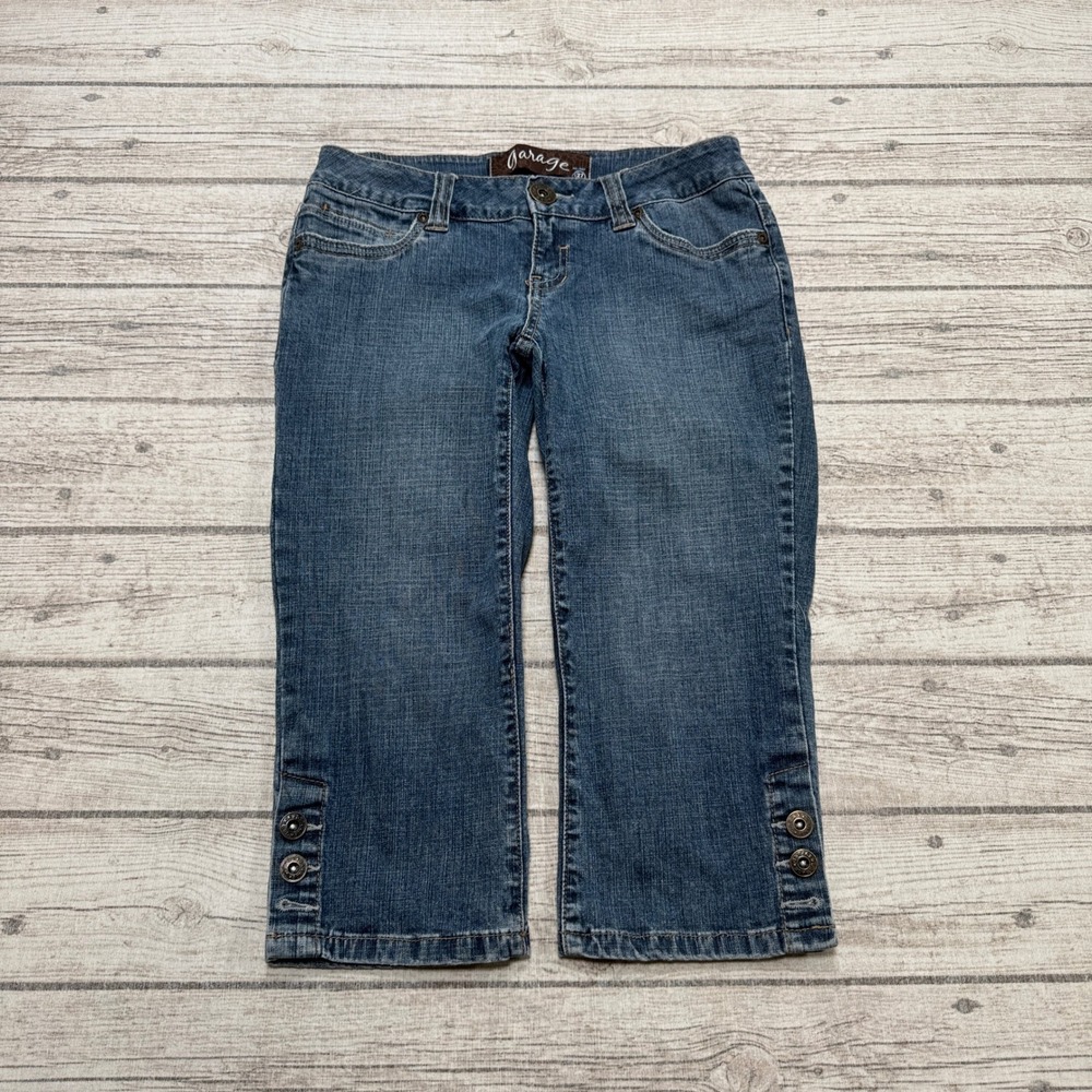 Garage Capri Jeans Women's 27 Blue Medium Wash Denim Cropped Relaxed Fit Stretch